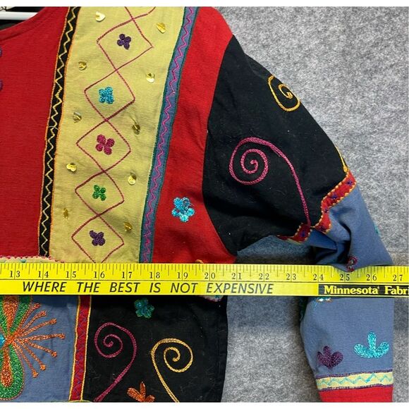 Vtg NEW DIRECTION Jacket Womens Med Multicolor Patchwork Button Down Embroidered - Picture 6 of 15